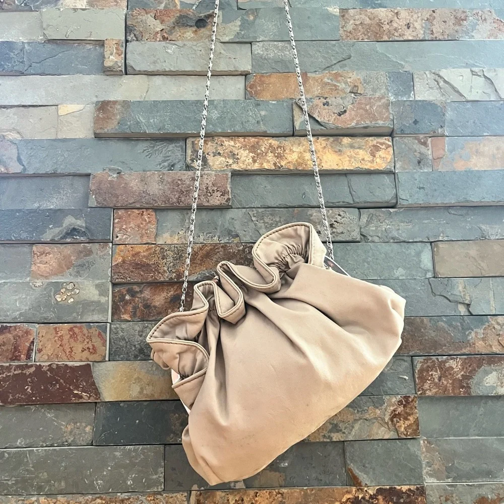 Call It Spring Tan Ruffle Shoulder Bag - Picture 1 of 9